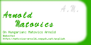 arnold matovics business card